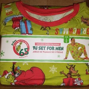Dr. Seuss Grinch Men's Pajama Set - Green and Red